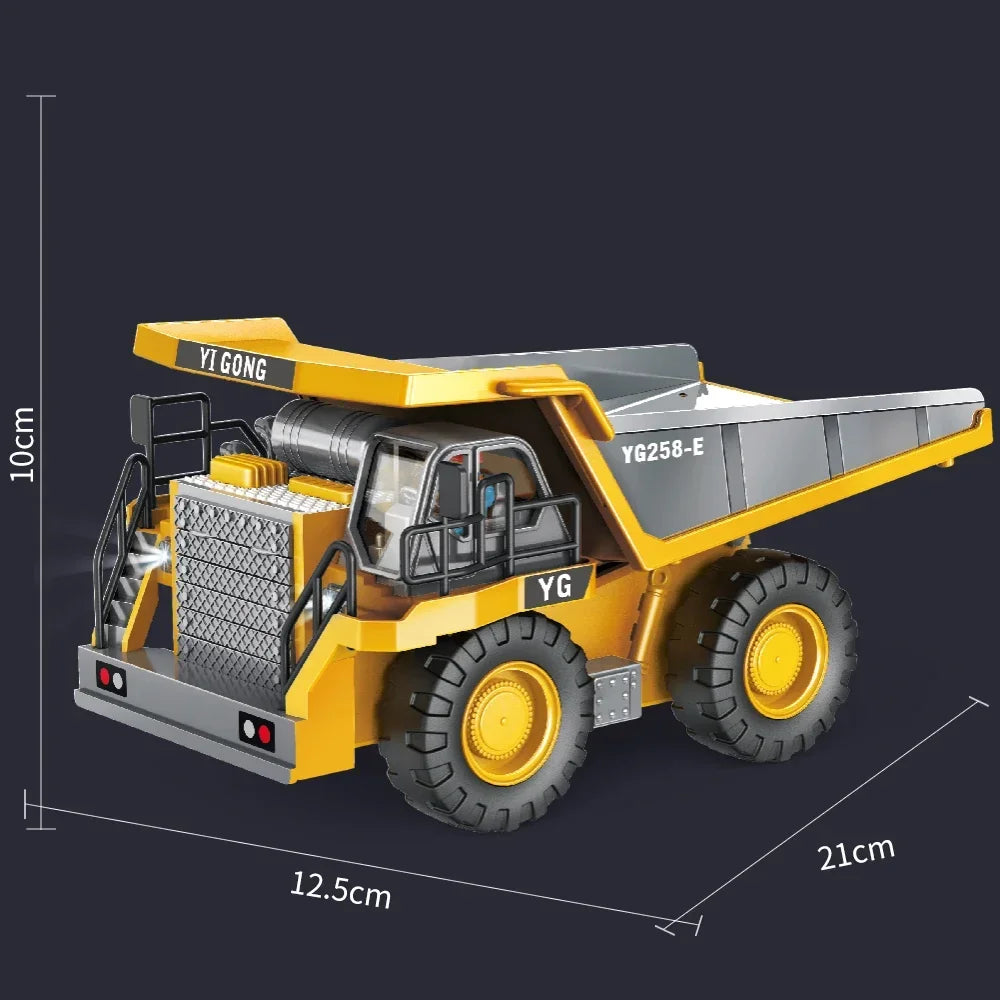2.4G 11 Channels RC Excavator Dump Bulldozer Cart Trucks Bulldozer Alloy Vehicle  Remote Control Excavator Gift Toys for Boy