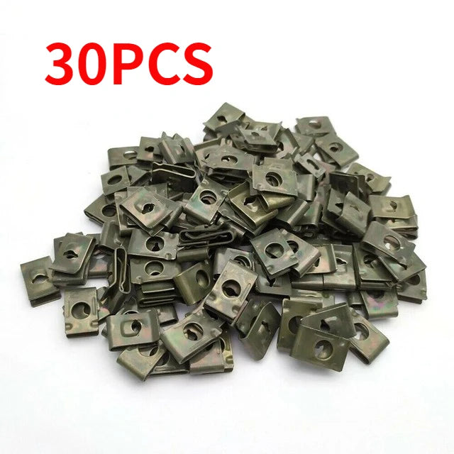 Auto Self-tapping Screw Clips U-clamp with Threaded Nut Clips Auto Fender Fastener Clips for Auto Motorcycle Scooter Parts