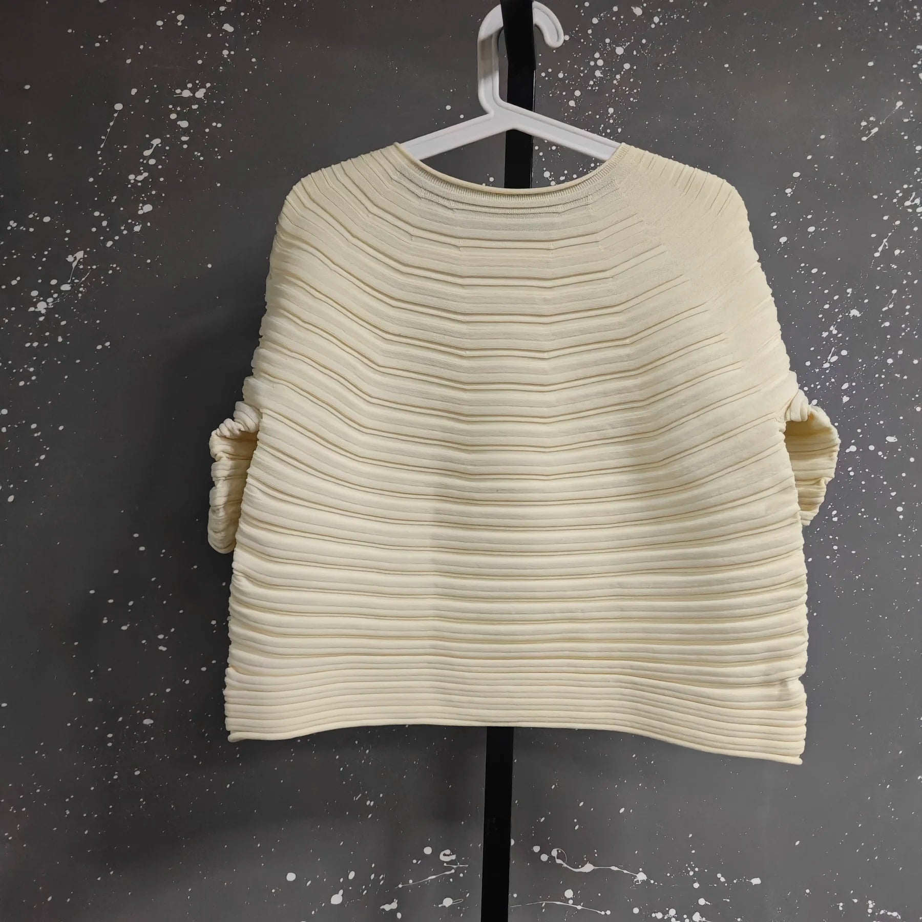 LANMREM Casual Pleated Texture Round Neck Half Sleeve Thick Wome's T-shirt Chic New Knitwear Fashion Pullover Top Chic 2DB5036