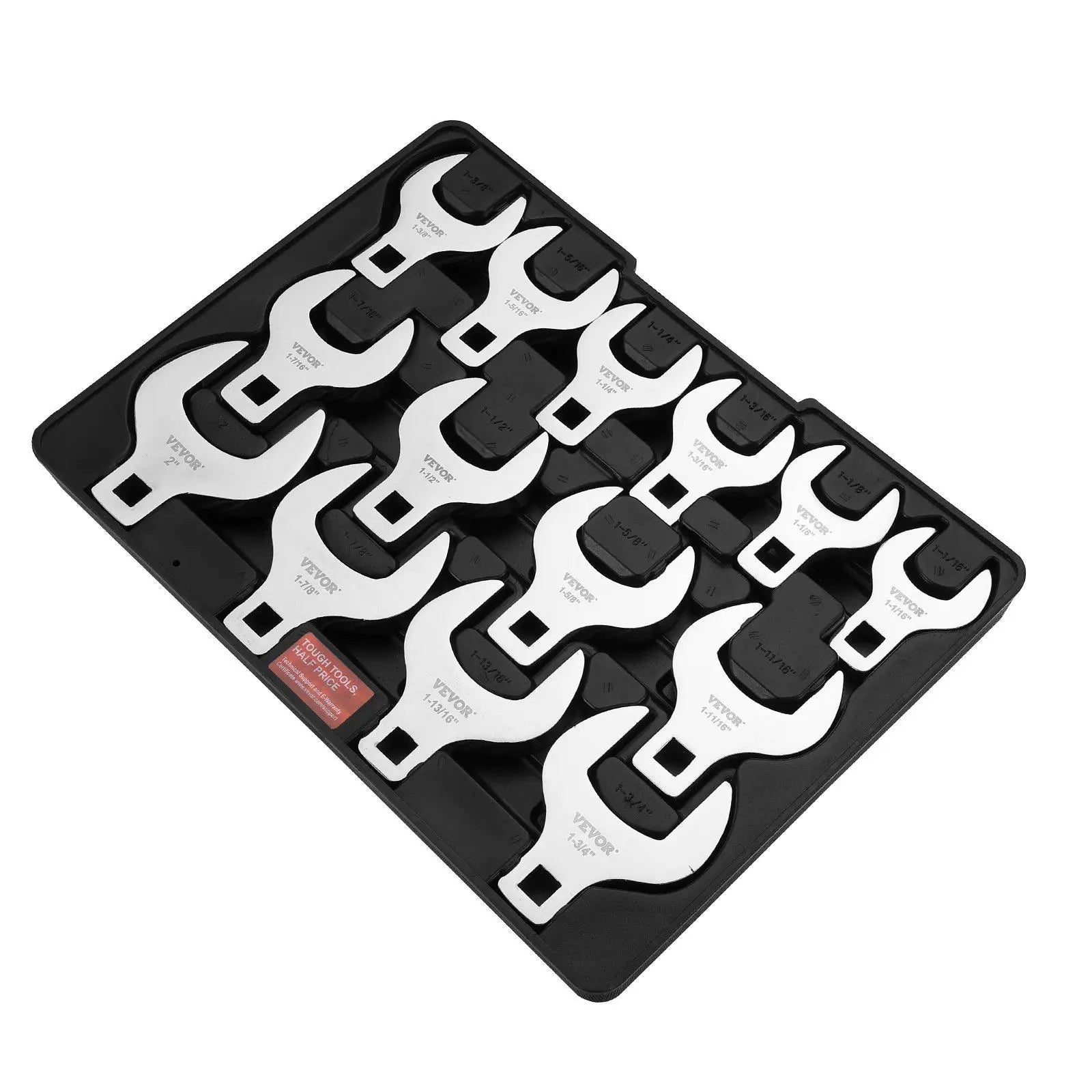 1/2\" Drive 14-Piece SAE Crowfoot Wrench Set 40CR Material Laser E with Storage Tray