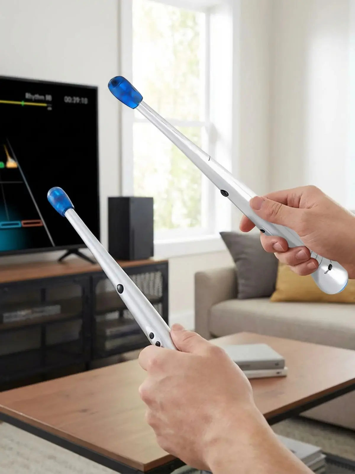 Kids Electronic Air Drum Sticks Motion Sensor Virtual Rhythm Toy Built In Sound Safe ABS Silicone Drum Sticks For Child Music