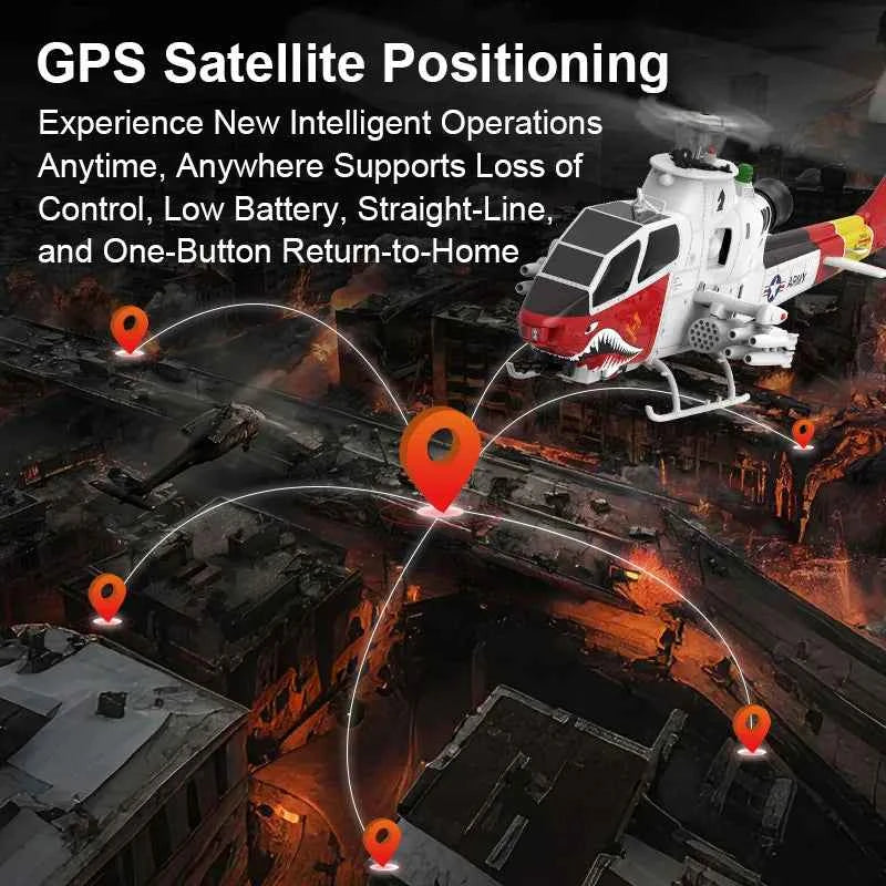 YXZNRC 1/32 Scale AH-1 ''Cobra'' Helicopter F112S 9CH GPS Positioning Optical Flow +LiDAR TOF Altitude Hold RC Helicopter RTF