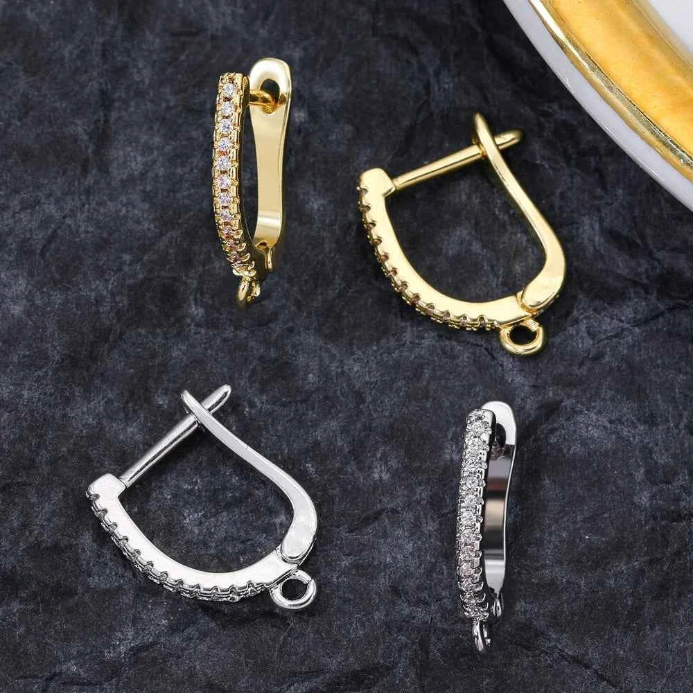 Juya Handmade 18K Real Gold Plated Earwire Fasteners Earring Hooks Accessories For DIY Women's Anti-Allergy Earrings Making