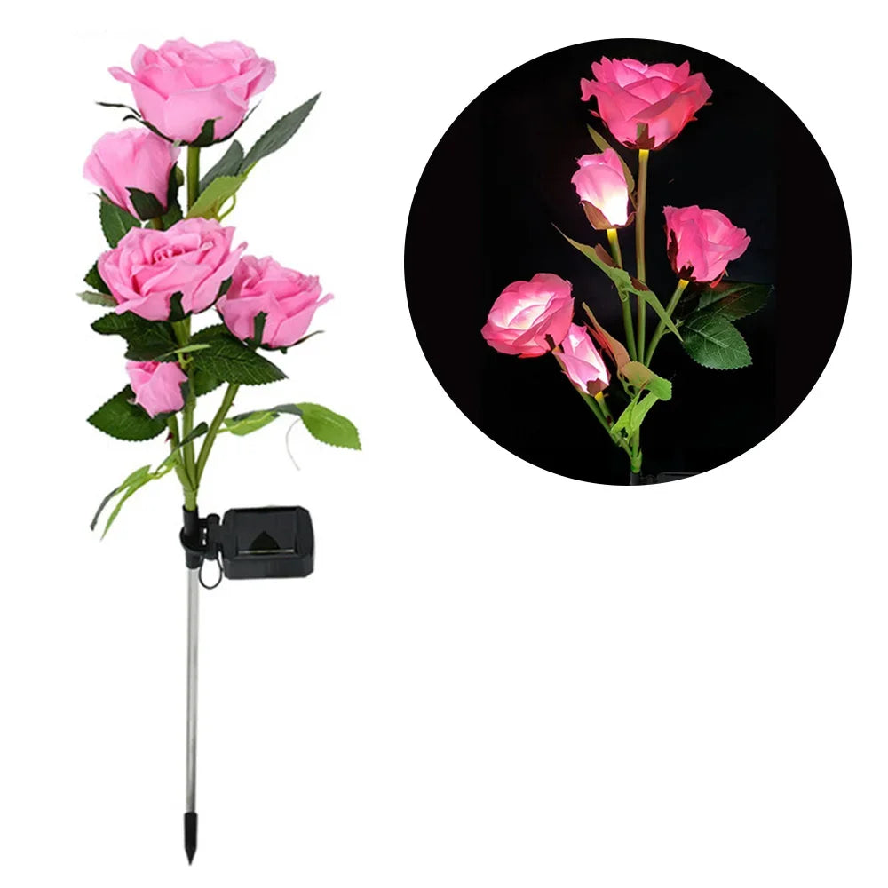 Solar Garden Lights Outdoor Decor Solar Lights with Rose Flowers Light, Solar Powered Lawn Lights for Garden Landscaping lights