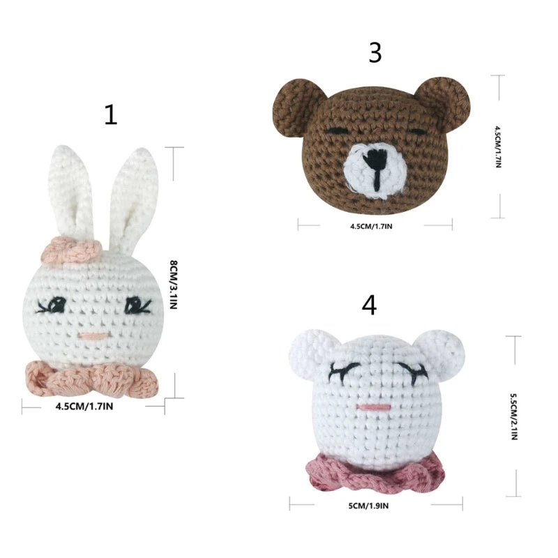 Crochet Animal Baby Pacifier Clip Accessories Handmade Knitted Bunny Teether Beads Newborn Nipple Clip Dummy Soother Holder Toy