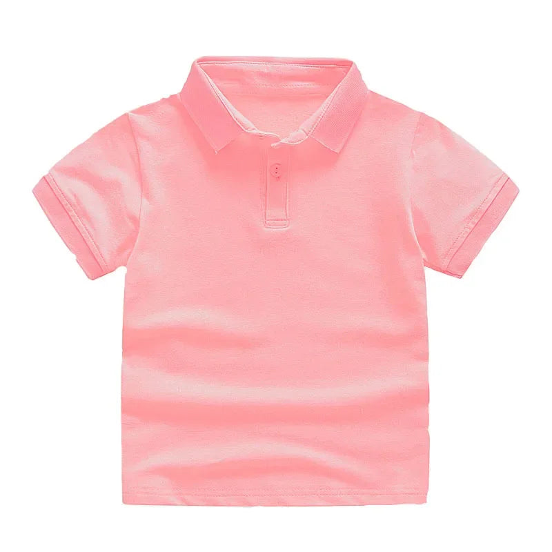 Summer Baby Boys Short Sleeve Solid Polo T-shirt Kids Cotton Clothes Toddler Girls Classical Polos T Shirt Tops School Uniform