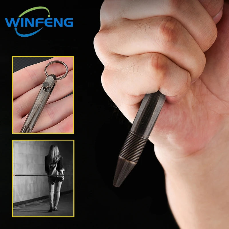 Mini Brass Bolt Action Tactical Pen Keychain Business Signature Ballpoint Pen for Self Defense School Student Office Stationery