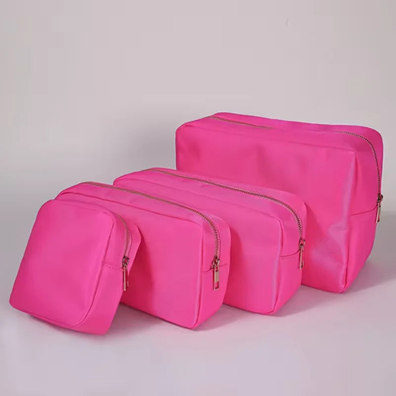 Stock Multi Colors Nylon Pouch Large Cosmetic Bag Zipper Toiletries Organizer Bag For Women Girls Gift Makeup Pouch