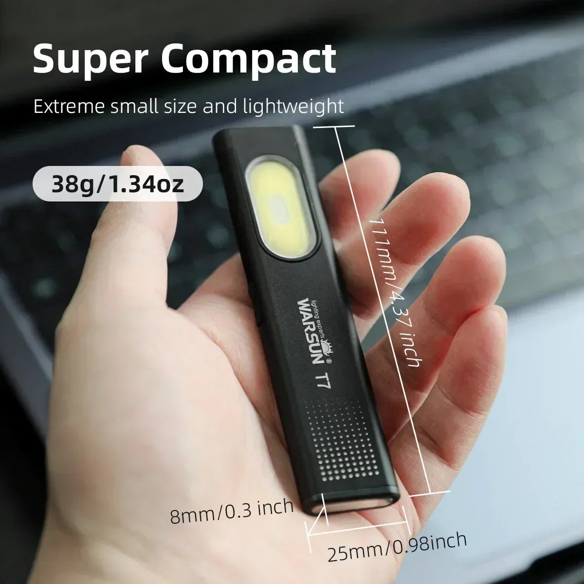 2025 New Warsun LED Keychain Flashlight USB-C Rechargeable Portable Mini Torch Light Pocket Lantern Flood Work Light With Magnet