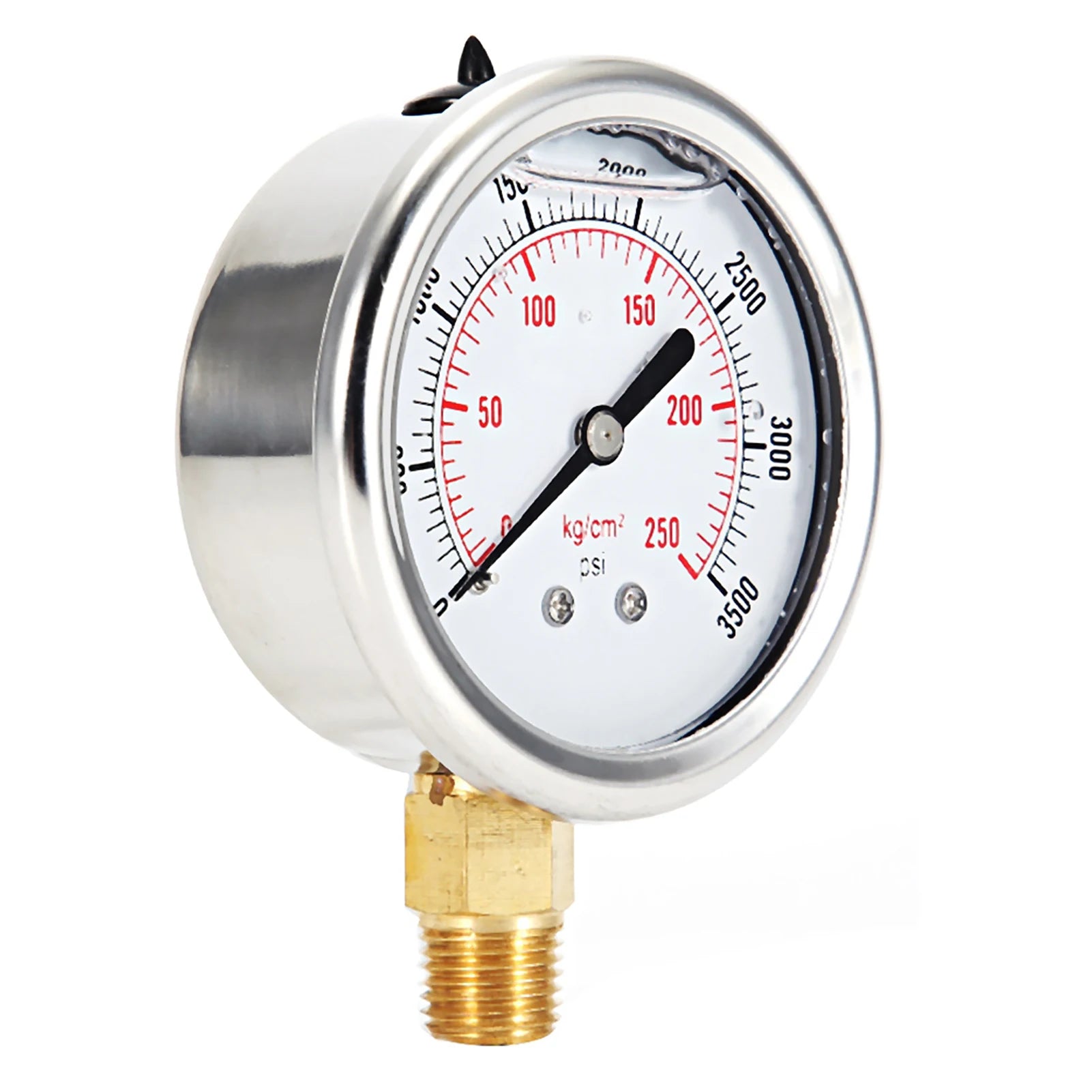 Fuel Pressure Gauge Fuel Pressure Liquid Filled Gauge Stainless Steel Hydraulic Liquid Filled Fuel Pressure Gauge 0-3500 PSI