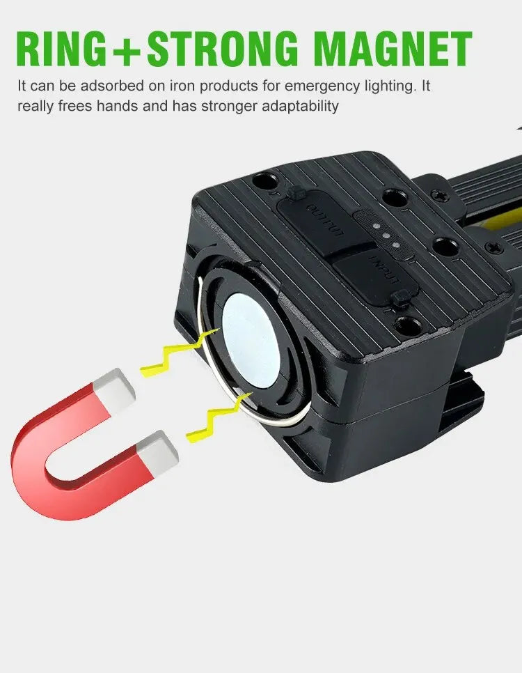 Strong Flashlightoutdoor Multifunctional Camping Lightingflashlight Auto Repair Work Lightfolding COB Light