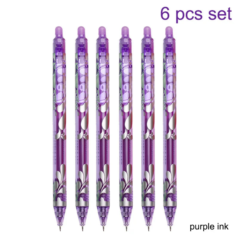 6pcs New 0.5mm Erasable Gel Pens Set 6colors Refill Rod Magic Ink Erasable Pen Washable Handle Office Writing School Stationery