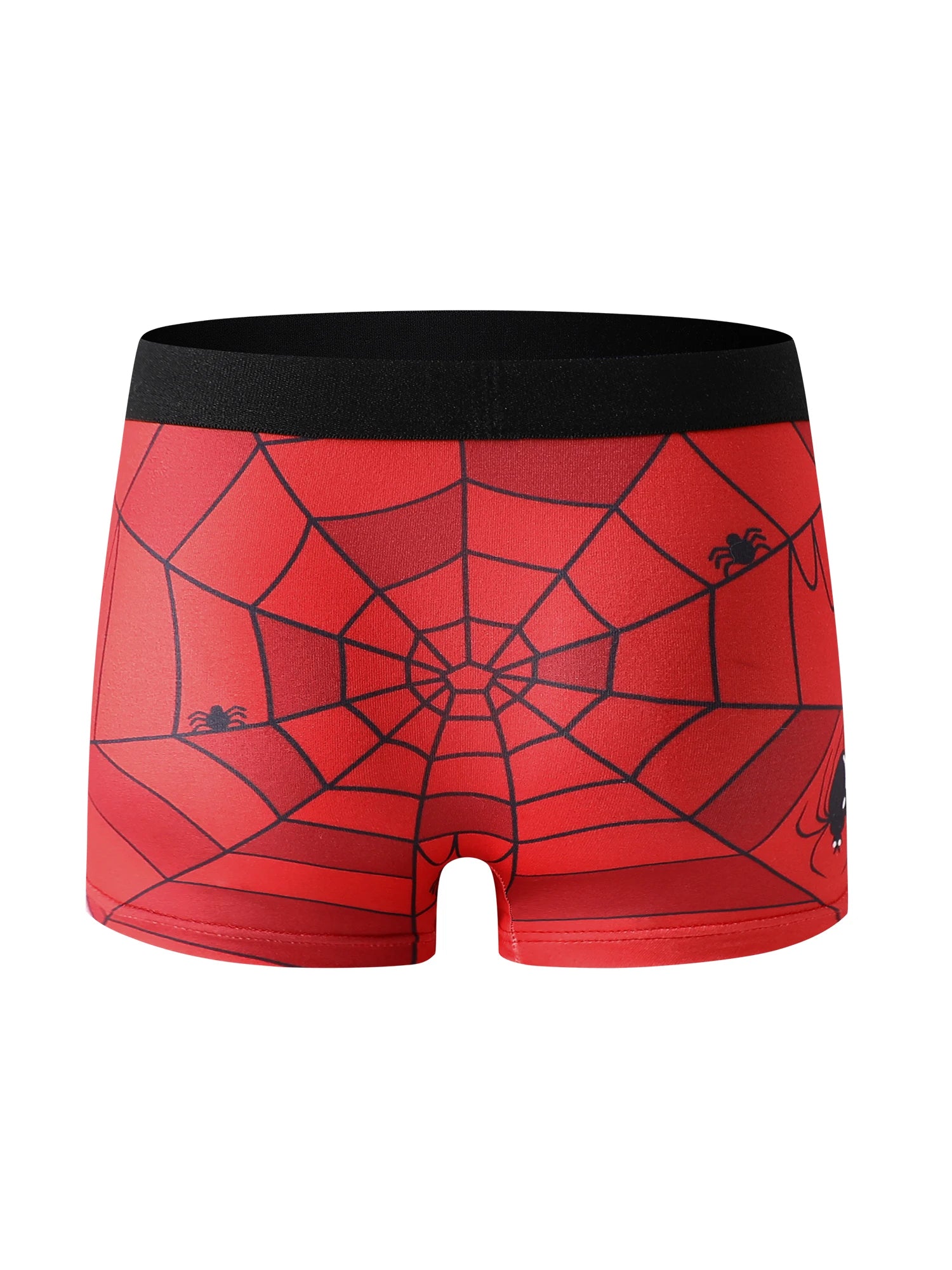 5-Piece Mixed Pack of Boys' Underwear with Spider Print, Cartoon Design, Soft and Comfortable, Casual Cool Street Style for Boys Aged 4-10