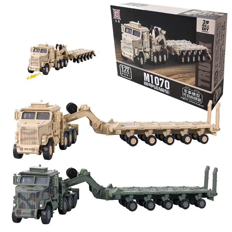 1:72 Creative Military Series Building Blocks Armored Transport Vehicle Green/Yellow M-Track Model Toys For Kids Christmas Gifts
