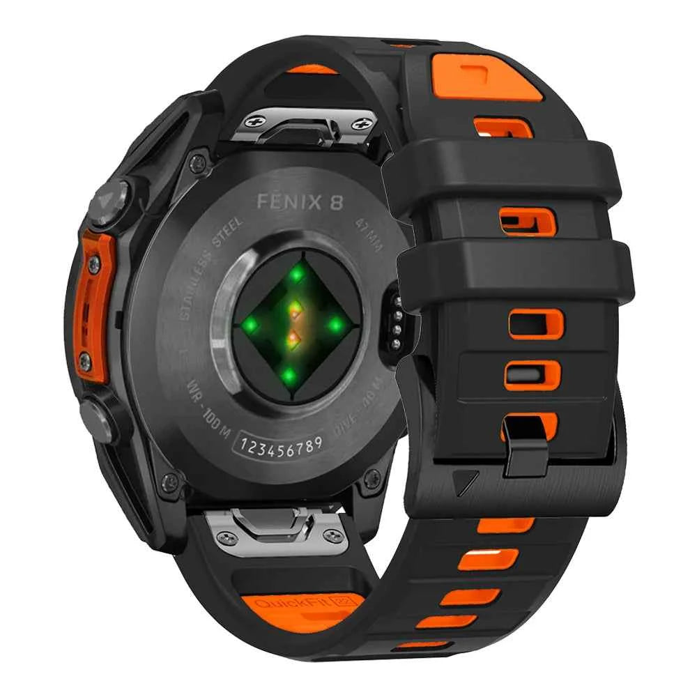 QuickFit 22mm 26mm Fenix8 Watch Band For Garmin Fenix E 8 47mm 51mm 7 7X 6 6X/Epix Pro/Enduro 3 Two-Tone Silicone Strap Bracelet