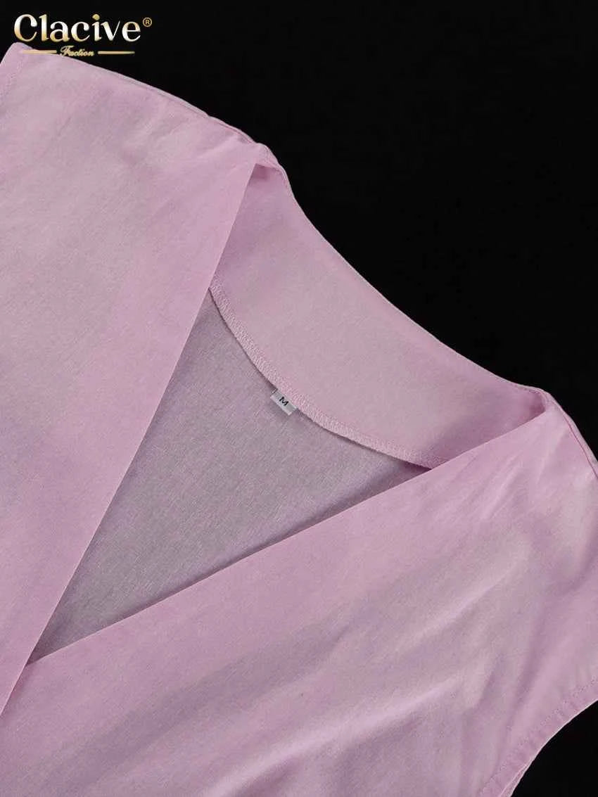 Clacive Summer Loose Pink Cotton 2 Piece Set Women Outfit 2025 Fashion Sleeveless Tank Top With High Waist Wide Pants Set Female