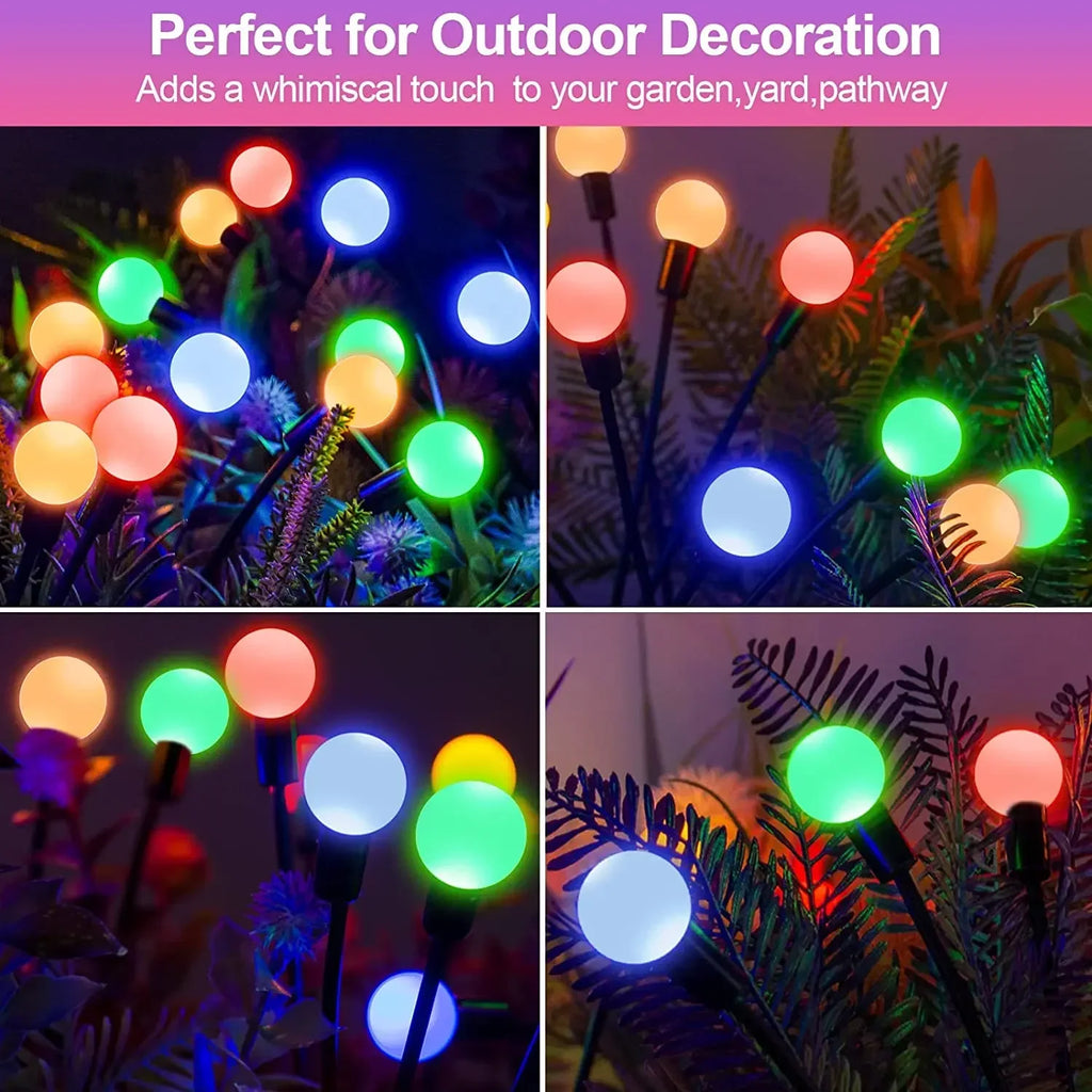 6/810 LED Solar Garden Lights Powered Firefly Lights Outdoor Waterproof Vibrant Garden Lights for Patio Pathway Decoration,Warm