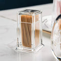 Acrylic Material Transparent Square Dustproof Toothpick Storage Organizer Box With Lid For Home Living Room