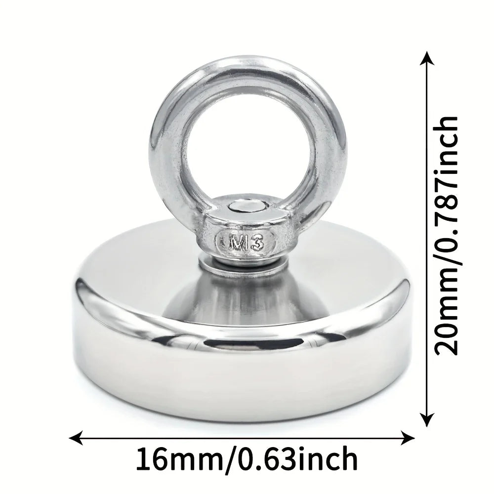 D16~D42mm Super Strong Neodymium Fishing Hook N52 Heavy Duty Rare Earth Neodymium with Countersunk Hole Eyebolt Salvage Magnetic