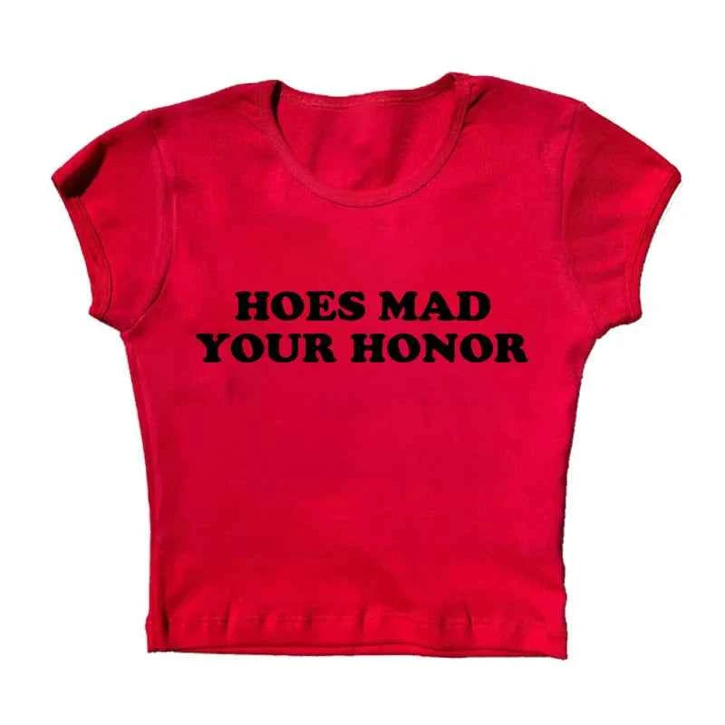 Aesthetic Vintage Y2k Style Clothes High Street Print Baby Tees Slim Crop Tops Streetwear Goth Short Sleeve Emo Girls Tops emo