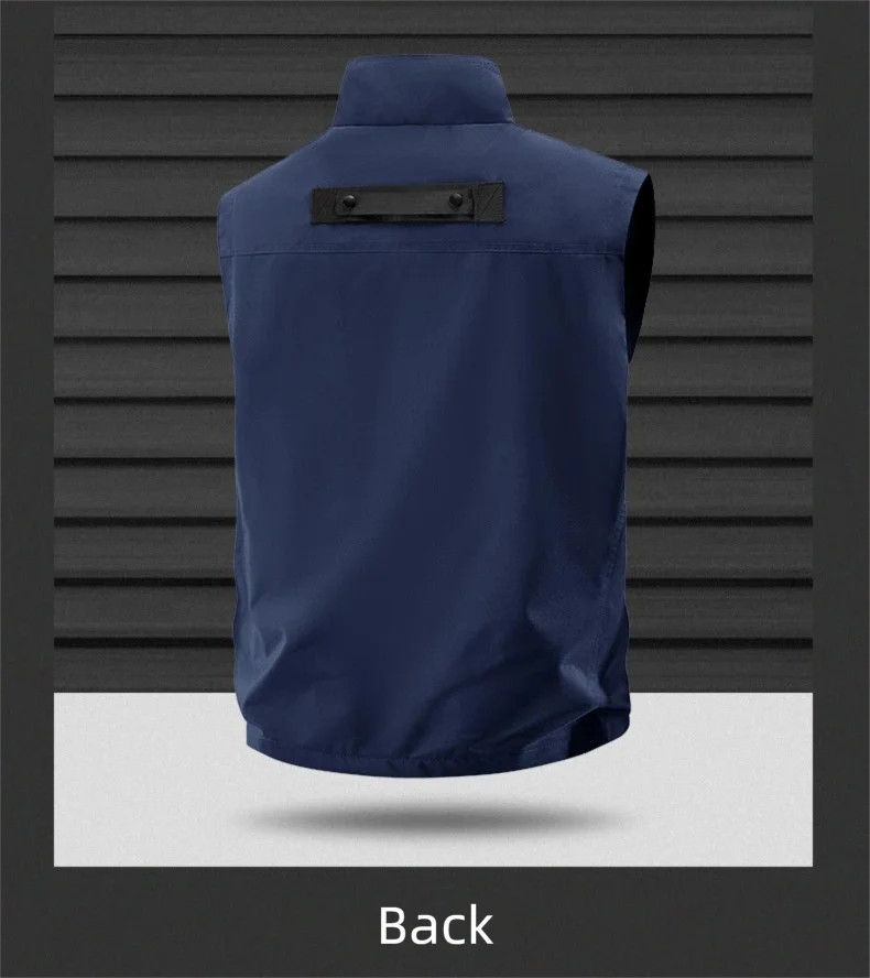 2025 Men's Outdoor Tooling Multi-Pocket Casual Outdoor Fishing Large Size Vest with Vertical Collar Breathable Quick-drying Vest