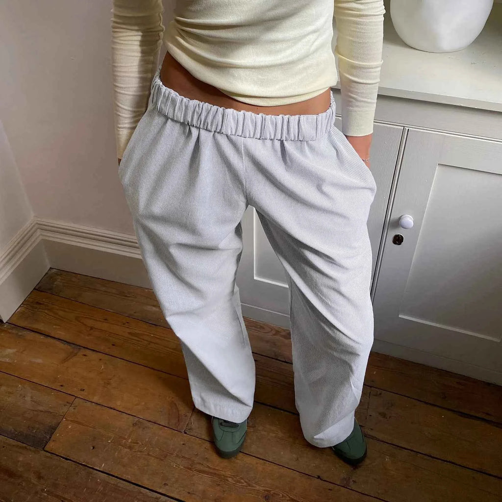 Gaono Casual Striped Drawstring Wide Leg Pants Chic Women Fashion Streetwear Vintage Sweatpants Lounge Outfits Female Trousers