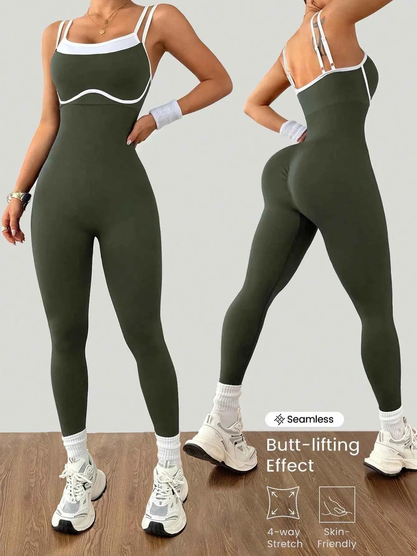 Women's Quick-Dry Fitness Yoga Bodysuit Tight Outdoor Sports One-Piece Comfortable Yoga Top for Active Wear
