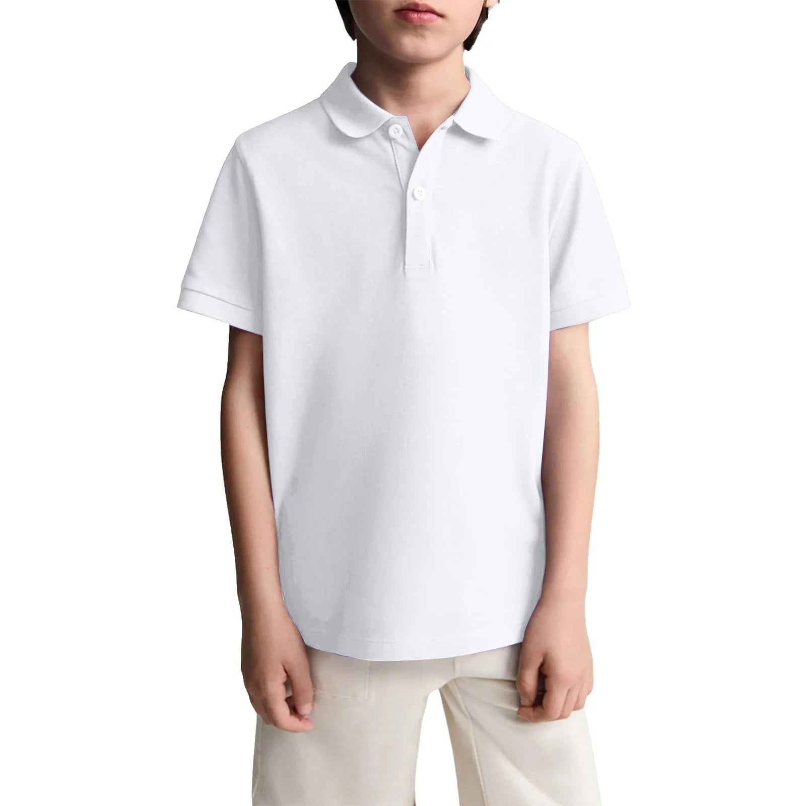 Polo Shirts Kids Basic Simple School Student Uniforms Class Uniforms Cultural Shirts Quick-Drying Turn-Down Collar for 6-11years