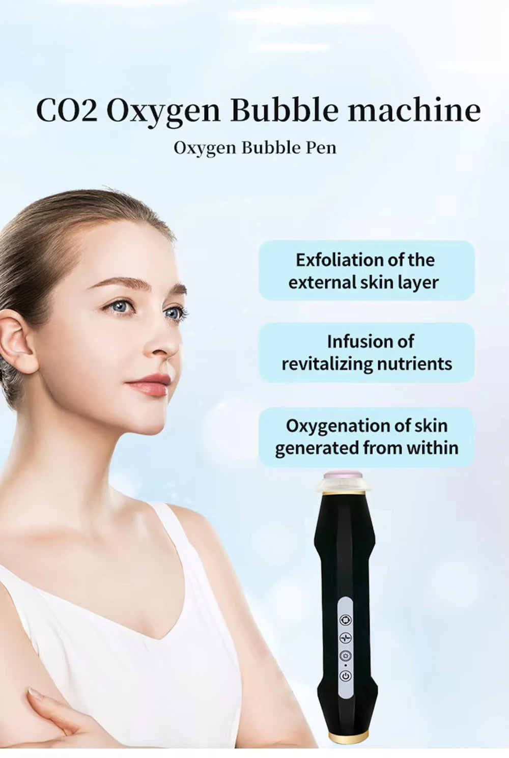 Newest Handheld Rechargeable CO2 Oxygen Bubble Device Exfoliate Oxygen Facial Machine Wrinkle Removal Portable Beauty Device