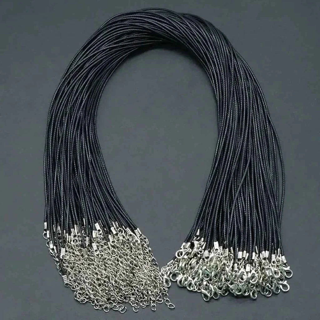 50-100Pcs Leather Necklace Chains Bracelet Cord Clasps for Pendants, Bulk Waxed Rope Necklace String, Jewelry Making Supplies