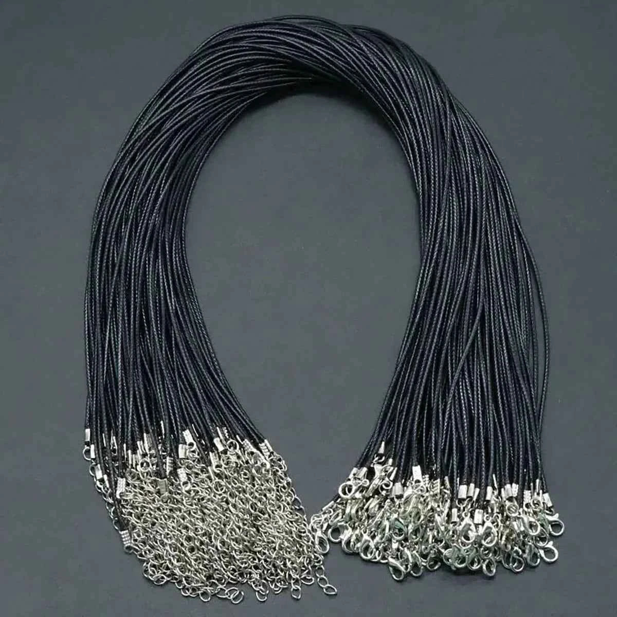 50-100Pcs Leather Necklace Chains Bracelet Cord Clasps for Pendants, Bulk Waxed Rope Necklace String, Jewelry Making Supplies
