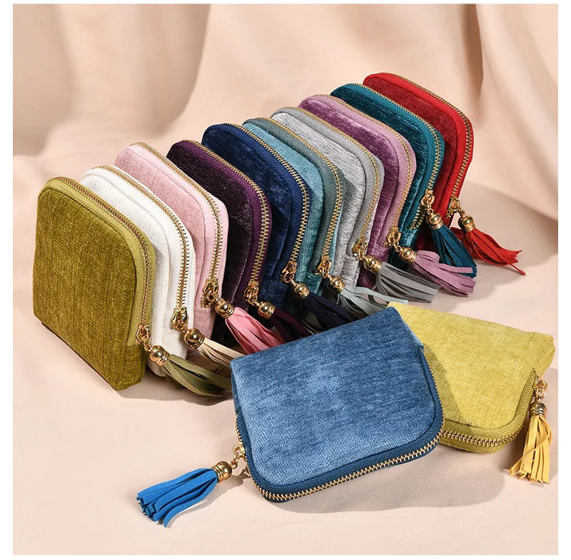 Tassel Jewelry Organizer Bag Portable Travel Case with Metal Zipper for Bracelets Jade Bangles Necklaces Rings Storage Pouch