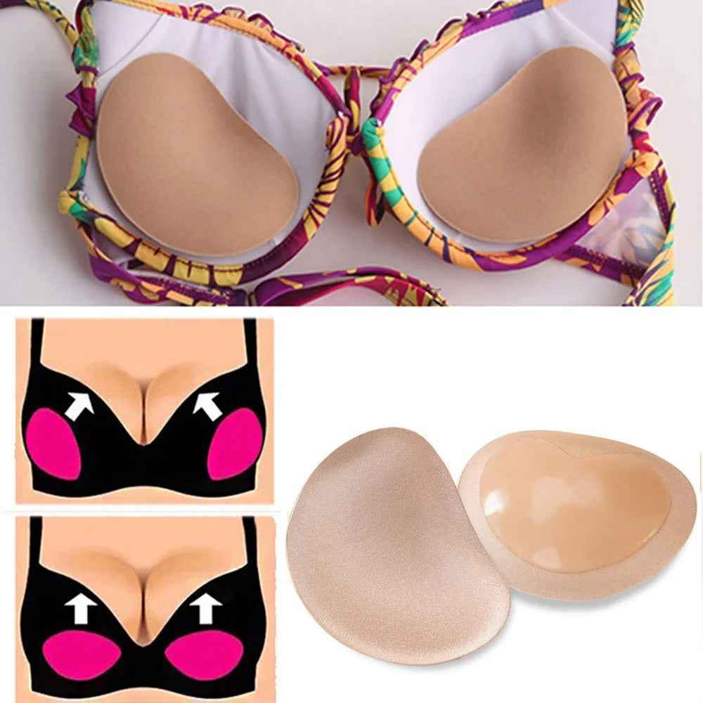 1Pair Chest Push Up Sticky Bra Thicker Sponge Bra Pad Breast Lift Up Enhancer Silicone Removeable Inserts Swimsuit Invisible Bra
