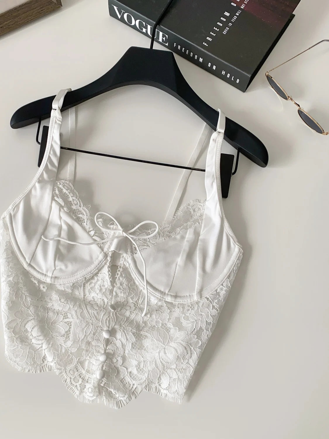 Summer Lace Hollow out ort Design Sensual Pure Desire Sexy Top Women's Strapl Crop Vest Tulle Me Brtte Outfit