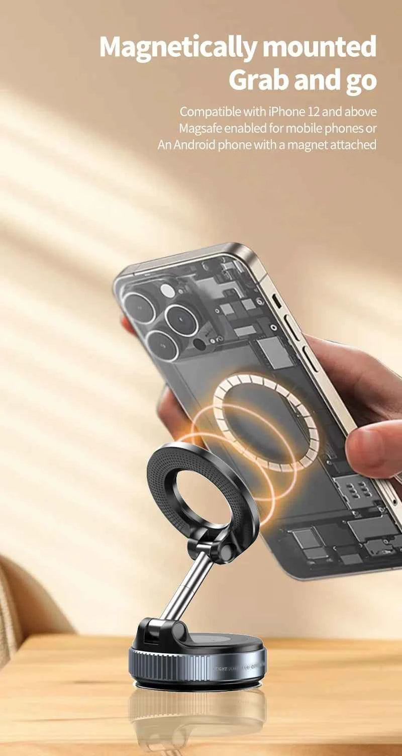 Rotating Folding Magnetic Phone Holder Vacuum Suction Mag Stand for Car Navigation Gym Kitchen - Universal GPS Streaming Bracket