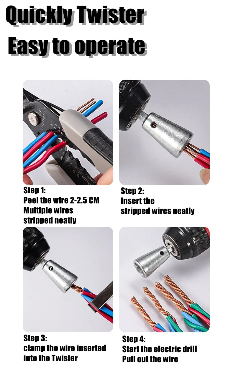 Wire Twisting Tools Handle Electrician Quickly Twister Twister Wire For Power Drill Drivers Twister Twisted Twist Cable Device