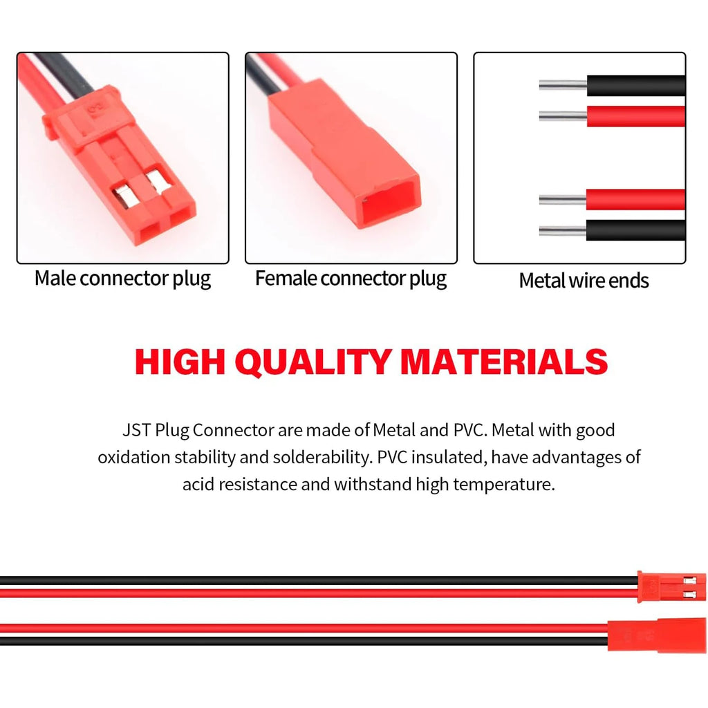 10CM 15CM AWG JST Plug Connector 2 Pin Male Female Plug Connector Cable Wire for LED Strip Lights RC Toys Battery Adapter