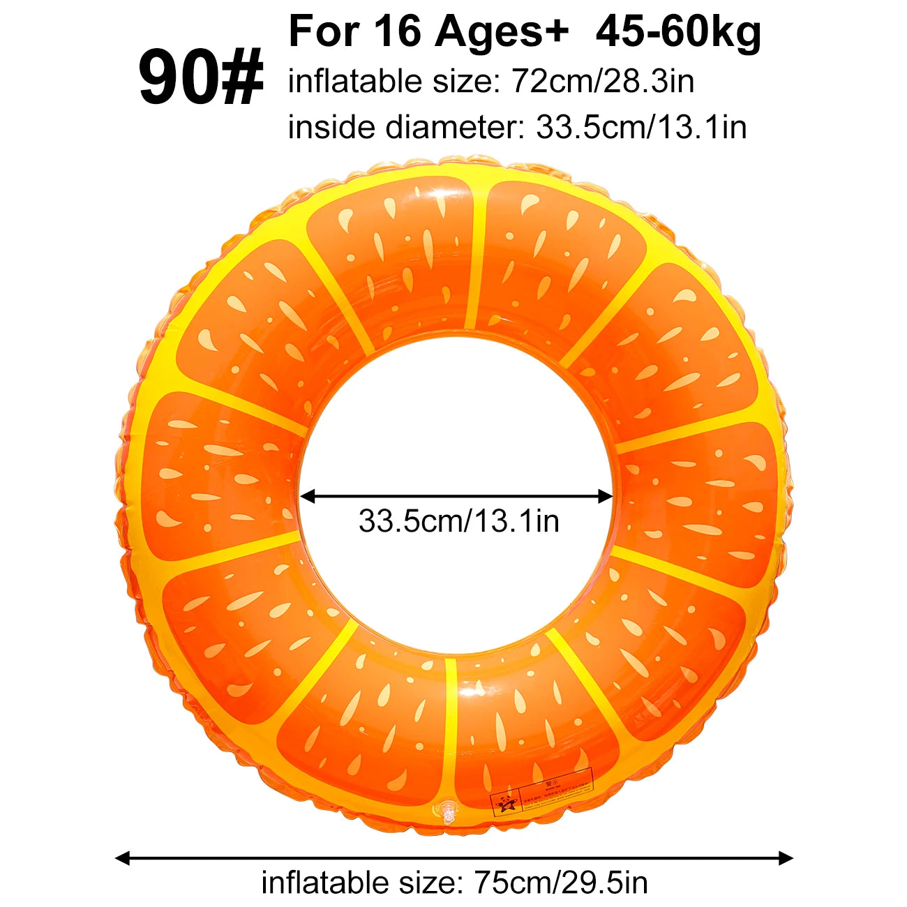 1PC Inflatable Thickened Orange-Shaped Pool Float, Summer Adult Orange Swim Ring for Beach and Pool Parties