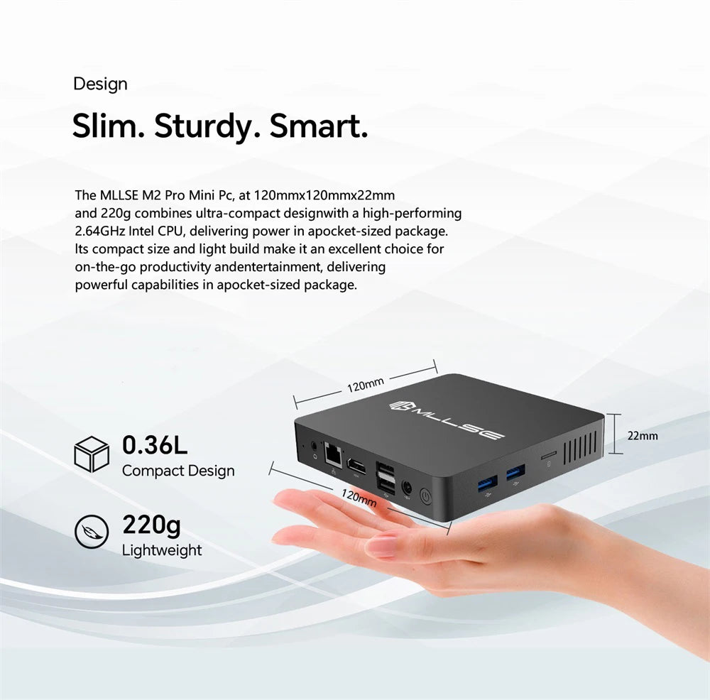 MLLSE Mini PC M2 Pro Intel Gemini Lake Intel J3710 8GB RAM 128GB ROM Dual-Band WiFi 5 Bluetooth 4.2 USB 3.0 Mini Computer