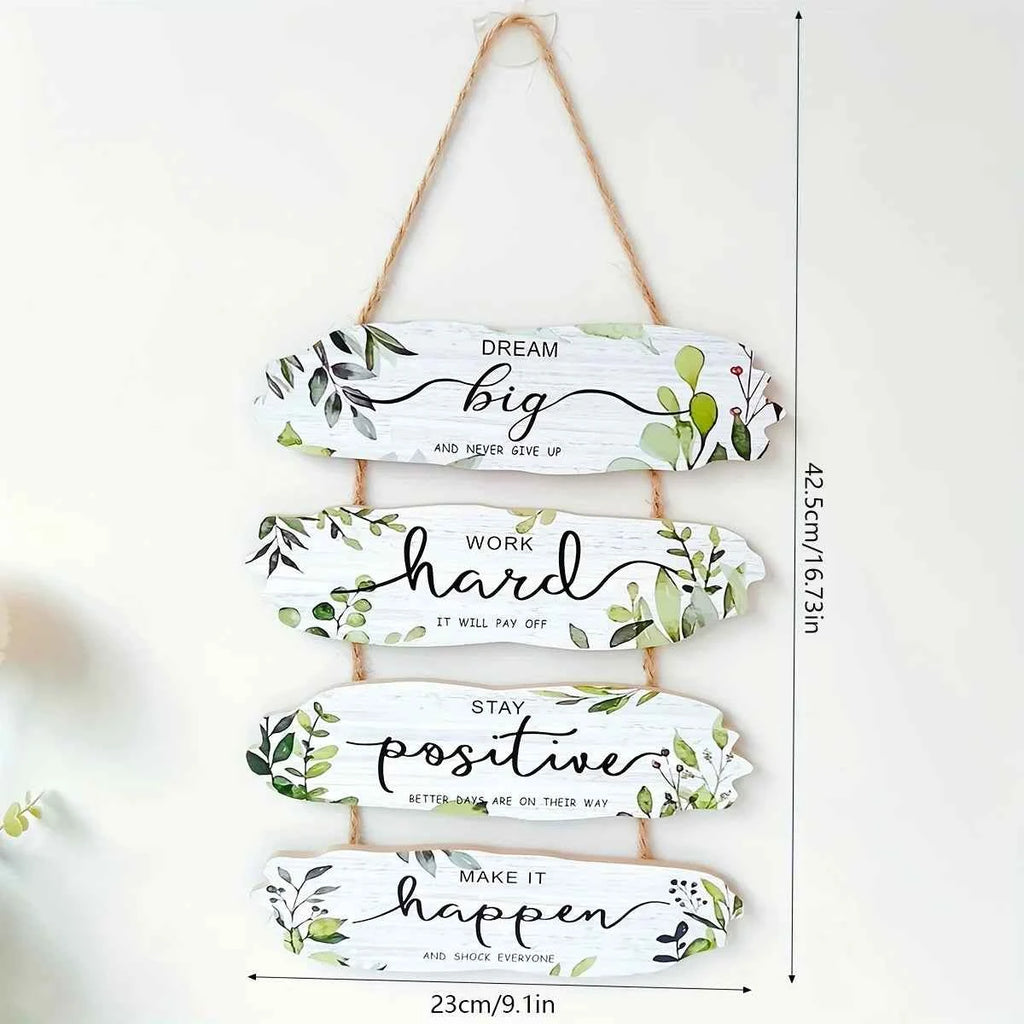 1pc Rustic Wooden Inspirational Hanging Festive Decor For Home & Gift, 3D Wall Art With Rope For Room & Holiday