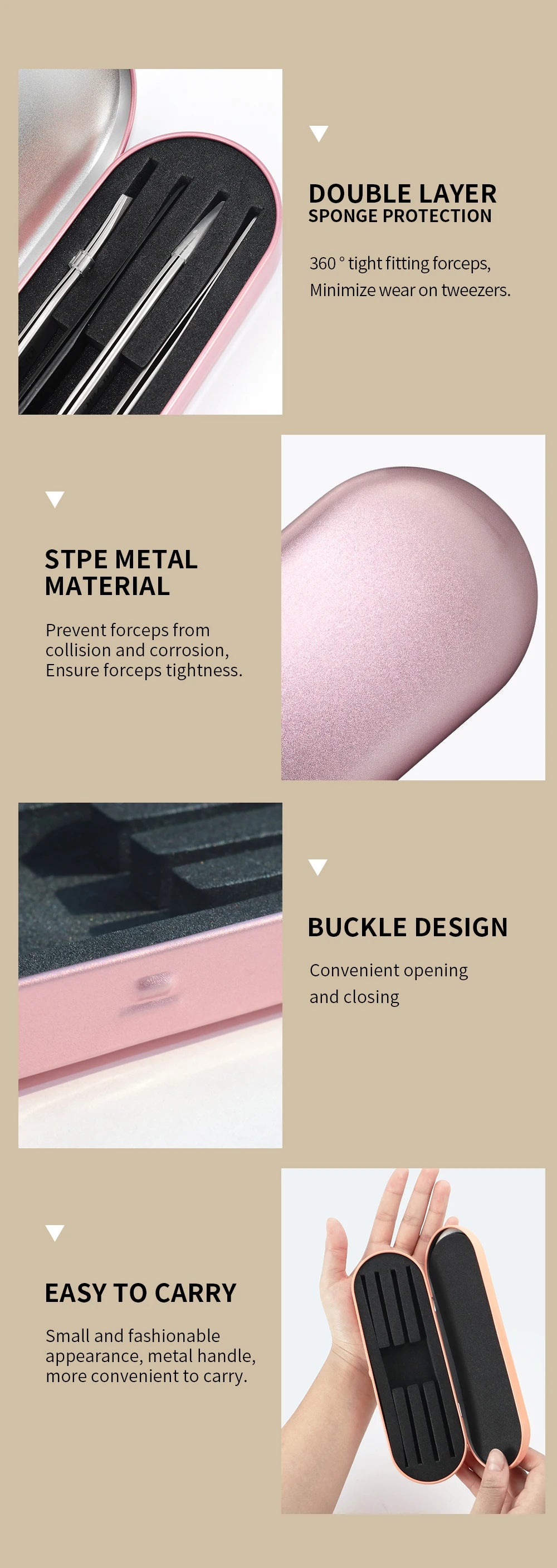 1 Pcs Eyelash Tweezer Storage Case Tinplate Material Easy To Carry Double Protection Different Size Color Box Tools Supplier