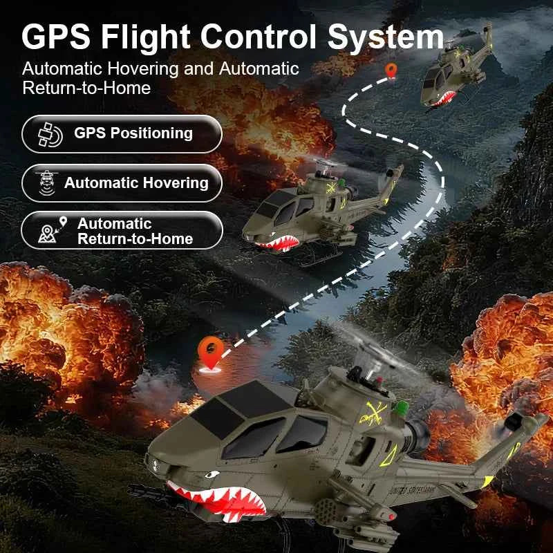 YXZNRC 1/32 Scale AH-1 ''Cobra'' Helicopter F112S 9CH GPS Positioning Optical Flow +LiDAR TOF Altitude Hold RC Helicopter RTF