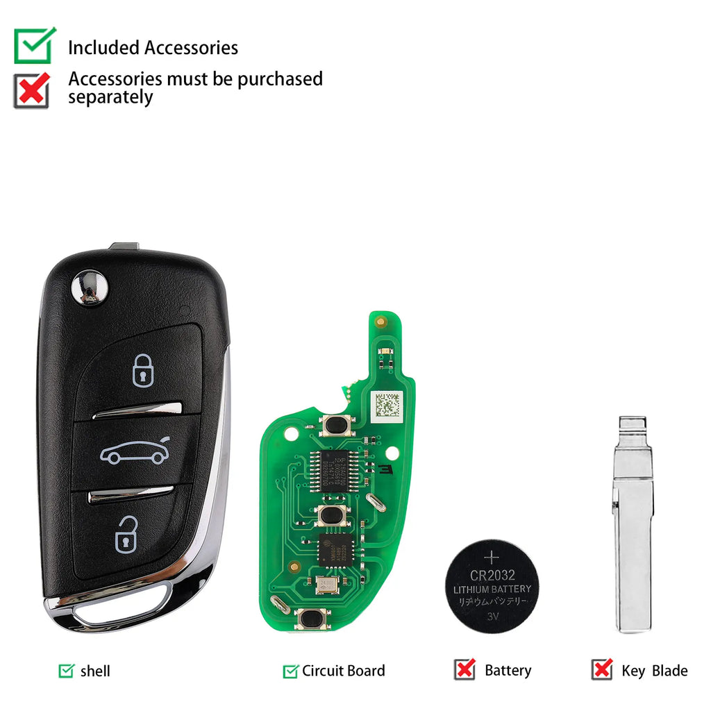 EU Version XHORSE XNDS00CH VVDI2 DS Type Wireless Universal Key Remote 3 Buttons Compatible with VVDI2 Programmer 10PCS