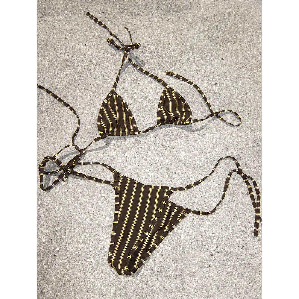 Micro Bikinis 2026 Push Up Swimsuit For Women Sexy Swimwear Brazilian Bikini Set Stripe Print Biquini Swimsuit Summer Beachwear
