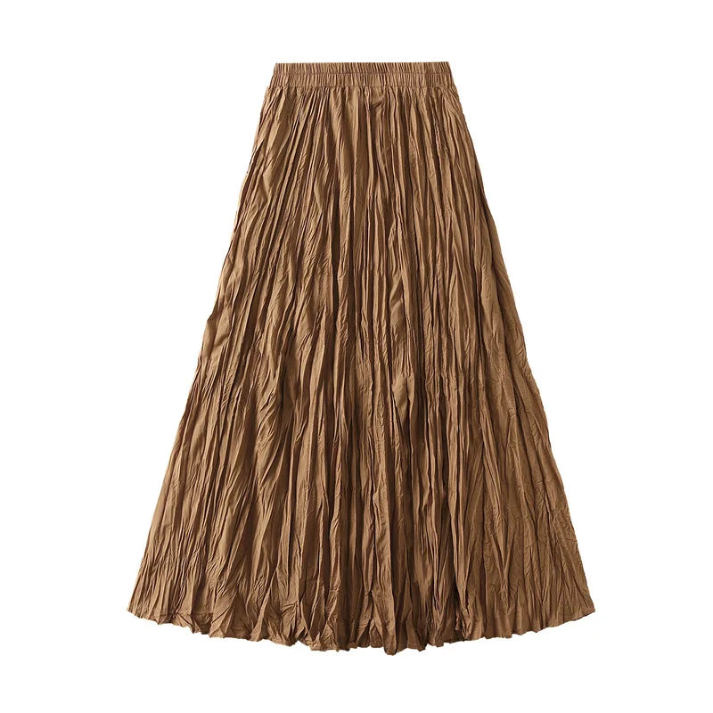 Fashion Pleated A-line Skirts for Women Casual Saia Midi Harajuku Long Skirt Jupe Femme Vintage Streetwear Faldas Woman Clothes