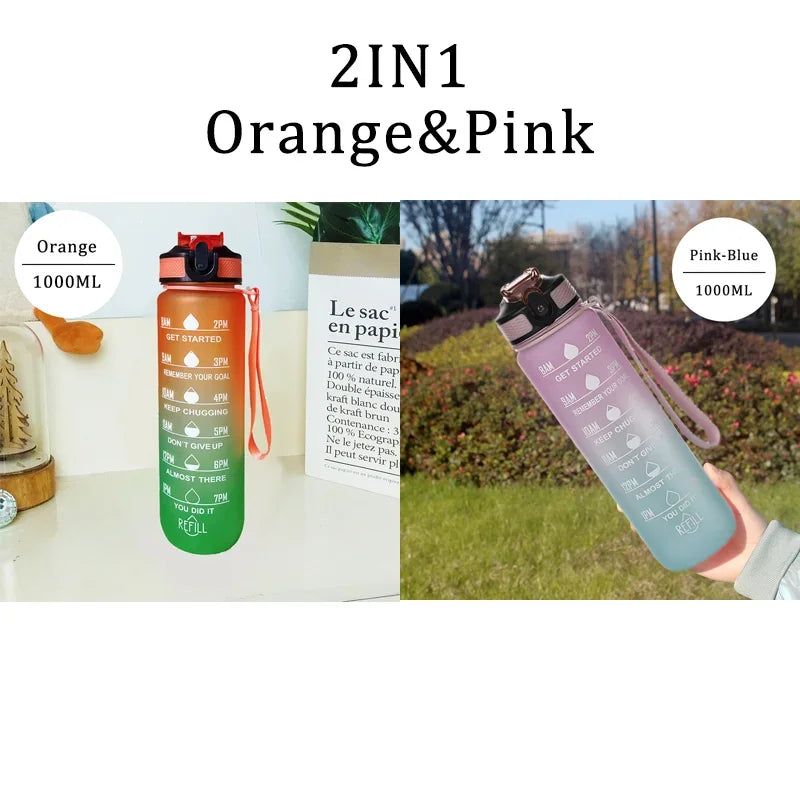 1 Liter Water Bottle Motivational Sport Water Bottle Leakproof Drinking Bottles Outdoor Travel Gym Fitness Jugs For Kitchen