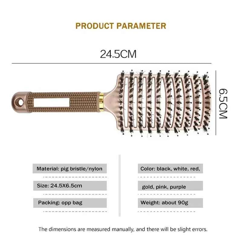 Detangling Scalp Massage Hair Brush With Boar Bristles