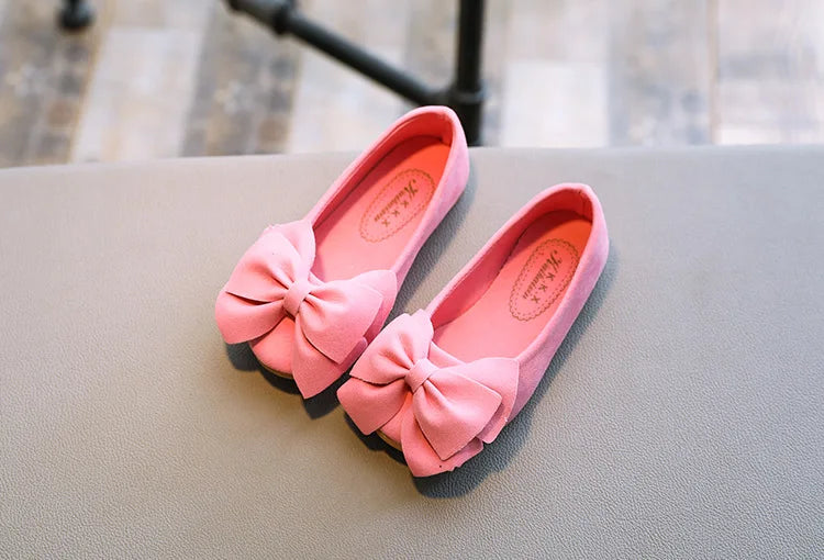 Baby Girls Shoes Princess Bow-knot Flock Fabric Spring Autumn Kids Flats Children Casual Loafers Candy Color Toddlers Shoes Soft