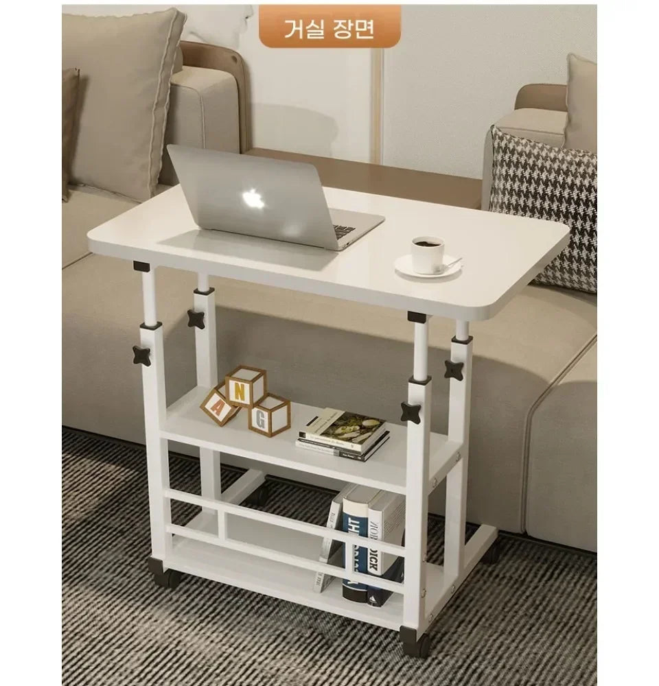 Simple Adjustable Laptop Desk with Wheels Movable Bedside Computer Table Lift Computer Desk Bedroom Office Portable Study Table