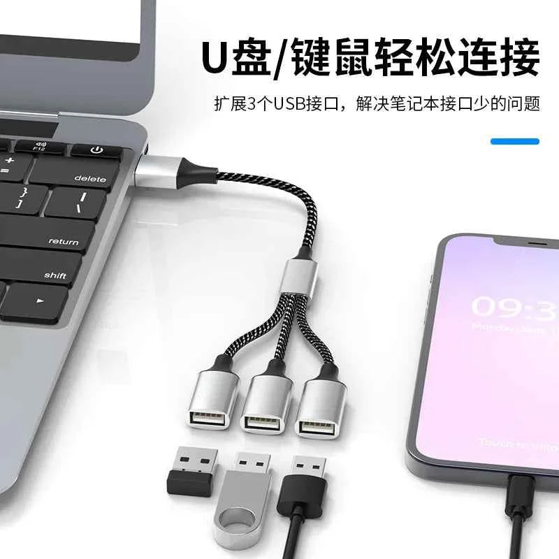 USB Type C Hub Extensions 4 Port USB Cable Splitter OTG High Speed Transfer Adapter Portable Converter For PC Laptop Macbook Pro